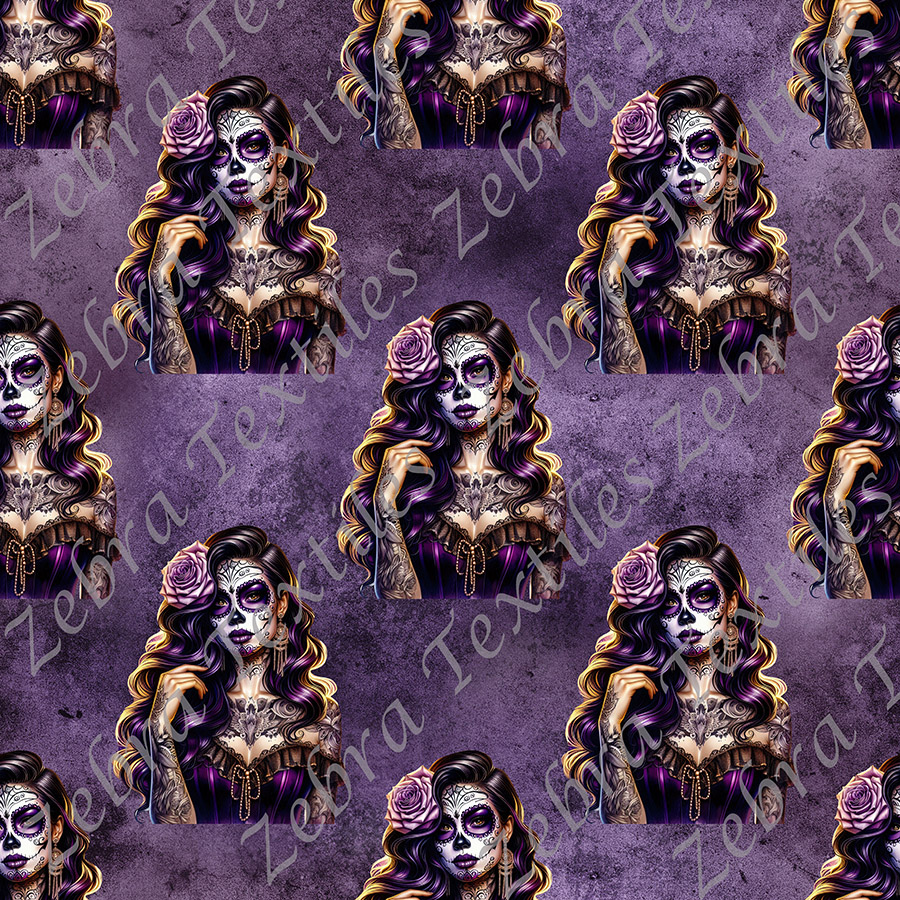 Femme skull violette fond grunge