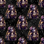 Femme skull violette fond noir