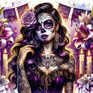 Femme skull violette panneau sac