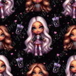Fille bubble tea fond noir