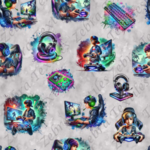 Gamer coloré fond gris