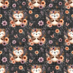 Hibou floral fond lin