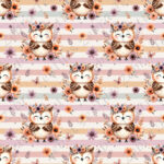 Hibou floral fond rayé