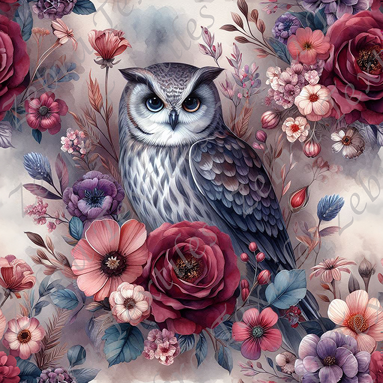 Hibou floral rouge