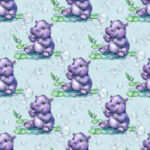 Hippopotame et bulle fond aqua