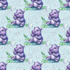Hippopotame et bulle fond aqua