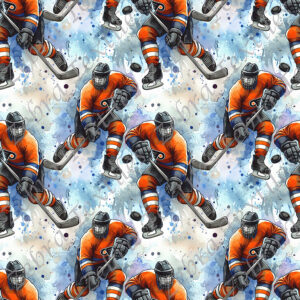 Joueur de hockey orange
