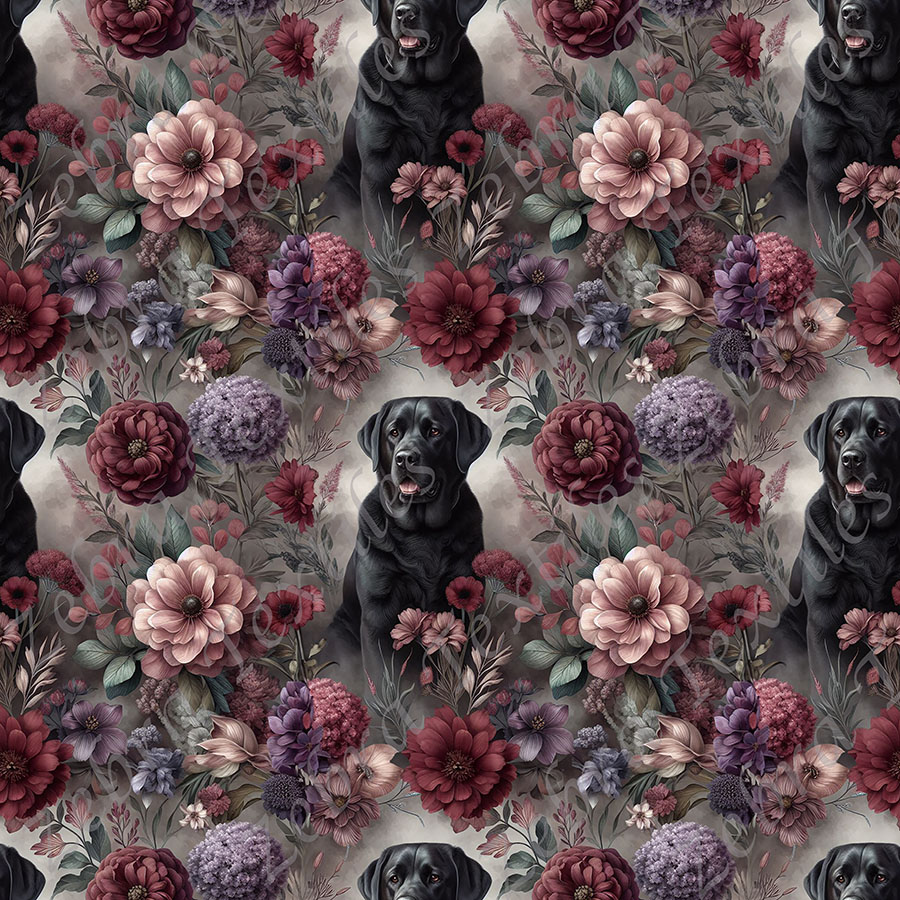 Labrador noir floral rouge