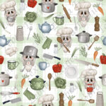 Lapin cuisinier fond à carreau