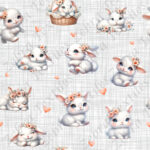 Lapin et coeur fond lin