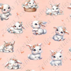 Lapin et coeur fond rose