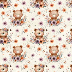Ourson floral fond crème