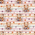 Ourson floral fond rayé
