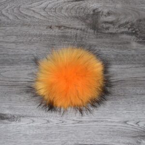 Pompon vraie fourrure moutarde pointe noire