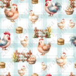 Poule et coq fond à carreau