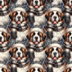 St-Bernard et tuque fond flocon