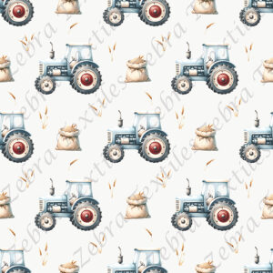 Tracteur bleu et blé fond taupe