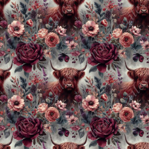 Vache highland 1 floral rouge