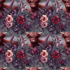 Vache highland floral rouge