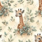Girafe et feuillage fond crème