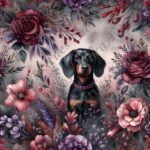 Teckel floral rouge