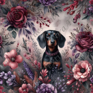Teckel floral rouge