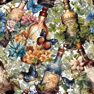 Bouteille de vin floral