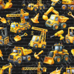 Camion construction jaune fond brique noir