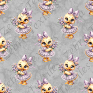 Canard et bouquet fond gris