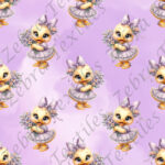 Canard et bouquet fond mauve