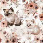 Chaton et floral rosé