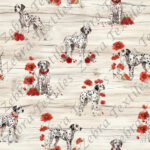 Dalmatien floral rouge fond bois