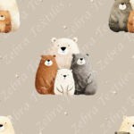 Famille d'ours fond taupe pâle
