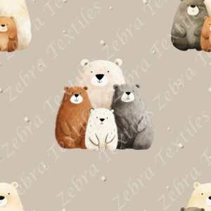 Famille d'ours fond taupe pâle