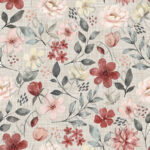 Fleur rouge et rosé fond lin taupe
