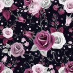Floral rose bourgogne fond noir