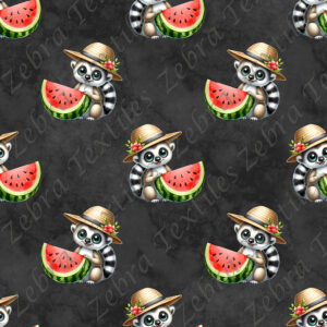 Lémurien et melon fond noir