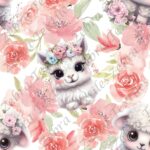 Mouton et lama floral