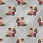Panda chapeau et melon fond gris
