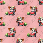 Panda chapeau et melon fond rose