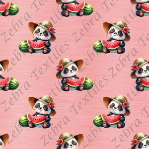 Panda chapeau et melon fond rose