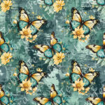 Papillon jaune aqua fond grunge aquarelle