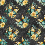 Papillon jaune aqua fond noir