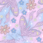 Papillon lune mauve fond bleuté