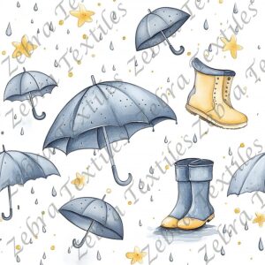 Parapluie bleu et botte fond blanc