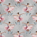 Patineuse rose fond gris