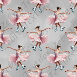 Patineuse rose fond gris