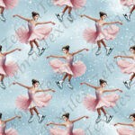 Patineuse rose fond neige