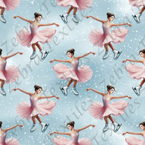 Patineuse rose fond neige