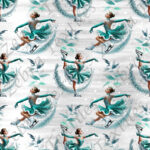 Patineuse turquoise feuillage fond gris